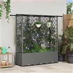 vidaXL Verhoogd Bed met Trellis en Dak Lichtgrijs 163,5 x 40 x 136 cm