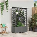 vidaXL Verhoogd Bed met Trellis en Dak Lichtgrijs 124 x 40 x 136 cm PP