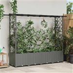 vidaXL Verhoogd Bed met Trellis en Dak Lichtgrijs 203 x 40 x 136 cm PP