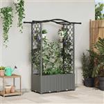vidaXL Verhoogd Bed met Trellis en Dak Lichtgrijs 125 x 40 x 138 cm PP
