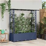 vidaXL Verhoogd Bed met Trellis en Dak Grijs 162,5 x 40 x 136 cm PP