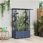 vidaXL Verhoogd Bed met Trellis en Dak Grijs 124,5 x 40 x 136 cm PP