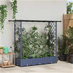 vidaXL Verhoogd Bed met Trellis en Dak Grijs 164 x 40 x 121 cm PP