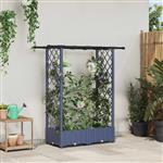 vidaXL Verhoogd Bed met Trellis en Dak Grijs 122,5 x 40 x 121 cm PP