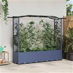 vidaXL Verhoogd Bed met Trellis en Dak Grijs 204 x 40 x 138 cm PP