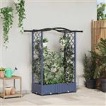 vidaXL Verhoogd Bed met Trellis en Dak Grijs 124 x 40 x 123 cm PP