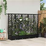 vidaXL Verhoogd Bed met Trellis en Dak Zwart 202,5 x 40 x 121 cm PP