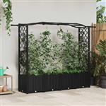 vidaXL Verhoogd Bed met Trellis en Dak Zwart 204 x 40 x 138 cm PP