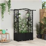 vidaXL Verhoogd Bed met Trellis en Dak Zwart 125 x 40 x 138 cm PP
