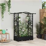 vidaXL Verhoogd Bed met Trellis en Dak Zwart 124 x 40 x 123 cm PP