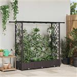 vidaXL Verhoogd Bed met Trellis en Dak Bruin 164 x 40 x 121 cm PP