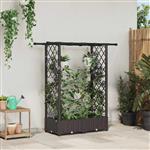 vidaXL Verhoogd Bed met Trellis en Dak Bruin 122,5 x 40 x 121 cm PP