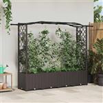 vidaXL Verhoogd Bed met Trellis en Dak Bruin 204 x 40 x 138 cm PP
