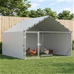 vidaXL Kippenhok met dak Zilverkleurig 200 x 200 x 150 cm