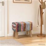 vidaXL Bank 60 x 30 x 45 cm Echt Leer Meerkleurig