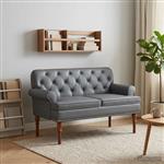 vidaXL Loungebank met knopencomfort Grijs 120 x 65 x 77 cm Kunstleer