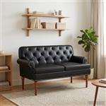 vidaXL Loungebank met knopencomfort Zwart 120 x 65 x 77 cm Kunstleer