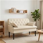vidaXL Loungebank met knopencomfort Crèmekleurig 111 x 68 x 80 cm Stof