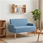 vidaXL Loungebank met knopencomfort Blauw 116 x 67 x 81 cm Katoen Stof