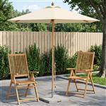 vidaXL Tuinparasol Ø 240 x 237 cm massief eucalyptushout Crèmewit