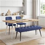 vidaXL Bank met knoopverstelling Politieblauw 110 x 40 x 46 cm Fluweel