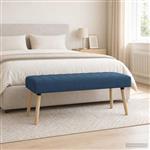 vidaXL Kanaal-geplooide bank Blauw 110 x 40 x 46 cm Stof
