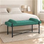 vidaXL Knop-gestept Bankje met Kussens Turquoise 110 x 40 x 46 cm
