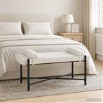 vidaXL Knop-gestept Bankje met Kussens Crèmekleurig 110 x 40 x 46 cm