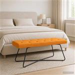 vidaXL Bank met knoopverstelling Donkergeel 110 x 40 x 46 cm Stof