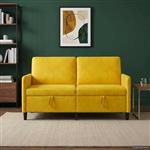 vidaXL Bank met opslag Geel 152 x 78 x 87 cm Polyester