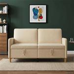 vidaXL Bank met opslag Crèmekleurig 152 x 78 x 87 cm Polyester
