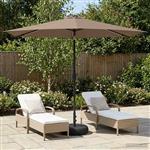 vidaXL Tuinparasol met LED-lampen en voet 300 x 300 cm Polyester Taupe