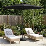 vidaXL Tuinparasol met LED-lampen en voet 270 x 270 cm Polyester Zwart