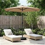 vidaXL Tuinparasol met LED-lampen en voet 270 x 270 cm Polyester Taupe