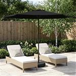vidaXL Tuinparasol met Basis 300 x 300 cm Polyester Rechthoekig Zwart