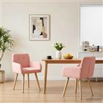 vidaXL Eettafelstoelen 2 st Bouclé Roze 59 x 56,5 x 85 cm