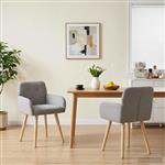 vidaXL Eettafelstoelen 2 st Bouclé Lichtgrijs 59 x 56,5 x 85 cm