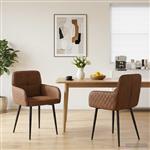 vidaXL Eettafelstoelen 2 st Nep Suede Leer Bruin 59 x 56,5 x 85 cm