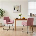 vidaXL Eettafelstoelen 2 st fluweel Roze 59 x 56,5 x 86 cm