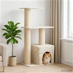 vidaXL Kattenboom met sisal krabpalen Crèmekleurig 133 cm
