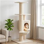 vidaXL Kattenboom met sisal krabpalen Crèmekleurig 137 cm
