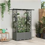 vidaXL Verhoogd Bed met Trellis en Dak Lichtgrijs 124,5 x 40 x 136 cm