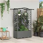 vidaXL Verhoogd Bed met Trellis en Dak Lichtgrijs 122 x 40 x 138 cm PP