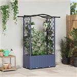 vidaXL Verhoogd Bed met Trellis en Dak Grijs 125 x 40 x 138 cm PP