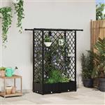 vidaXL Verhoogd Bed met Trellis en Dak Zwart 124 x 40 x 121 cm PP