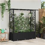vidaXL Verhoogd Bed met Trellis en Dak Zwart 162,5 x 40 x 136 cm PP