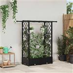 vidaXL Verhoogd Bed met Trellis en Dak Zwart 122,5 x 40 x 121 cm PP