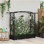 vidaXL Verhoogd Bed met Trellis en Dak Zwart 169 x 40 x 123 cm PP