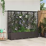 vidaXL Verhoogd Bed met Trellis en Dak Bruin 202 x 40 x 136 cm PP