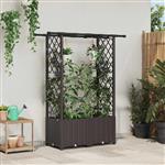 vidaXL Verhoogd Bed met Trellis en Dak Bruin 124,5 x 40 x 136 cm PP